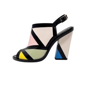 Roger Vivier Bauhaus Skyscraper Peep Toe Sandals Meghan Markle IT 37 US 7